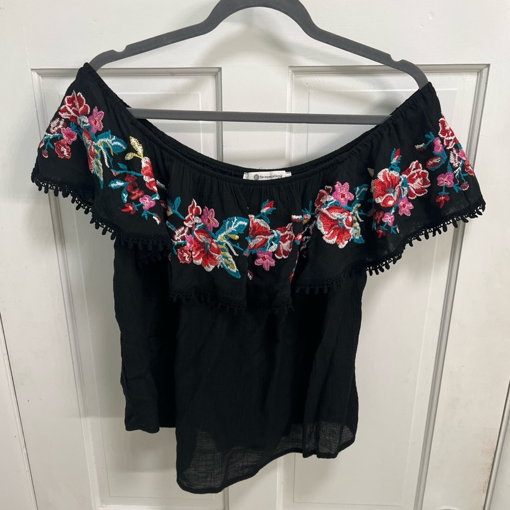 Floral Embroidered Off-Shoulder Top
